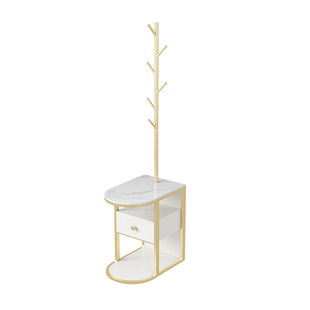 床头柜挂衣架一体岩板床边储物柜小型创意储物柜多功能落地衣帽架