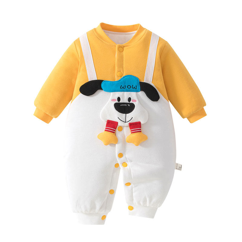 婴儿衣服秋冬连体衣男宝宝薄棉棉衣棉服外出服新生小月龄幼儿冬装