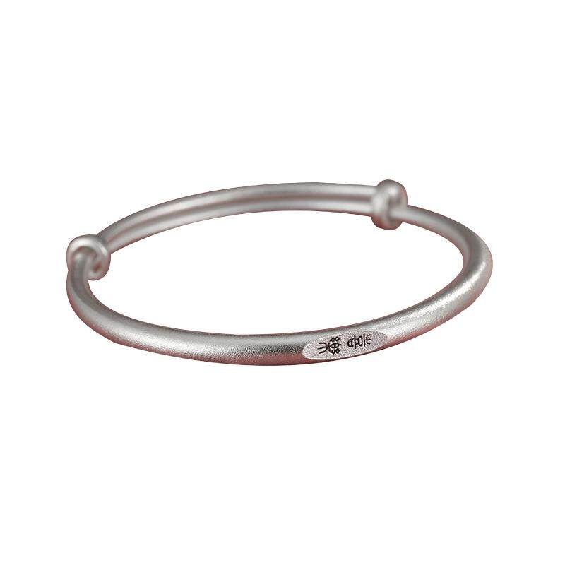 顺钦银楼S9999纯银手镯女古法银足银镯子平安喜乐新中式生日礼物