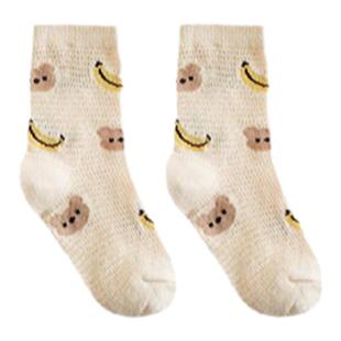 幼悠女童中筒袜夏季透气镂空针织袜子2025薄款卡通亲肤柔软休闲袜