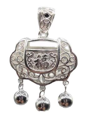 星禧银饰纯银平安锁福字999足银镂空拉丝工艺送闺蜜朋友生日礼物