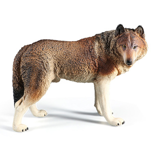 仿真狼模型实心狐狸动物玩具灰狼棕狼红白狐鬣狗儿童宝宝认知摆件