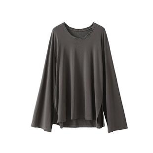 「长期衣橱」松弛感莱赛尔u领喇叭长袖T恤宽松防晒打底罩衫中长款
