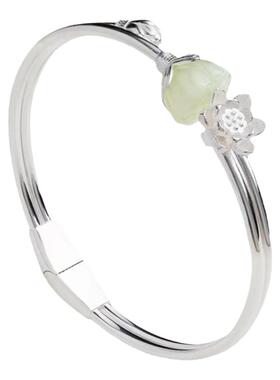 沉香如屑菡萏手镯步离镯纯银古风