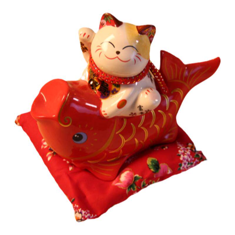 红宝石狐狸招财猫摆件装饰财福运