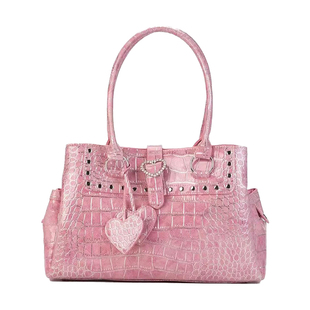 粉色鳄鱼纹机车手提包包女式2025新款大容量腋下包高级感托特大包