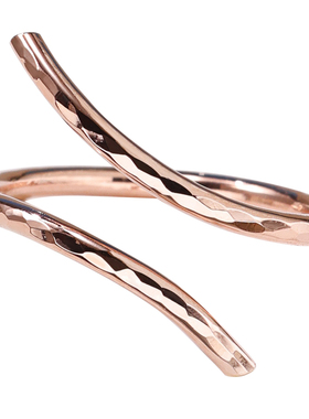 14K包金玫瑰金色切面曲线蛇形戒指女 欧美简约冷淡风尾戒食指戒