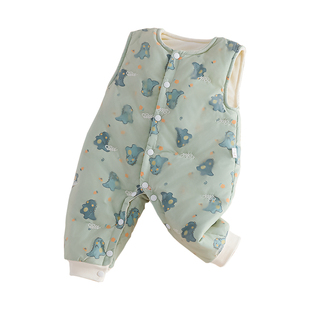 婴儿背带裤秋冬款加绒按扣裆裤子女宝宝冬季外穿保暖棉裤一条过冬