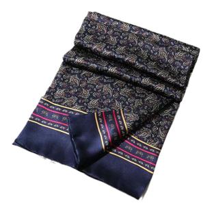 100%桑蚕丝男士围巾双层真丝丝巾格子男英伦风中老年围脖秋冬薄款