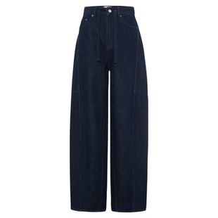 MOUSSY 冬季新品简约休闲风高腰阔腿牛仔长裤女028IAA11-10