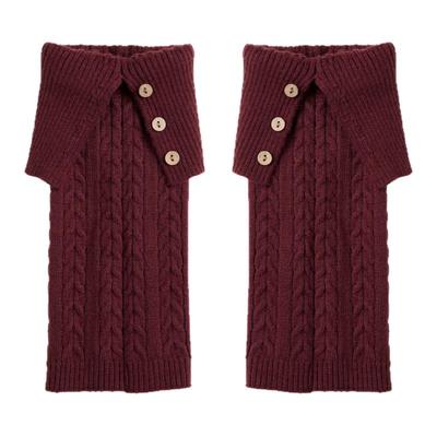 学院风麻花纽扣针织保暖袜套女