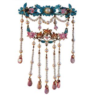 原创仿烧蓝古风汉服发冠后压发簪百搭日常发饰 复古宋制明制新娘