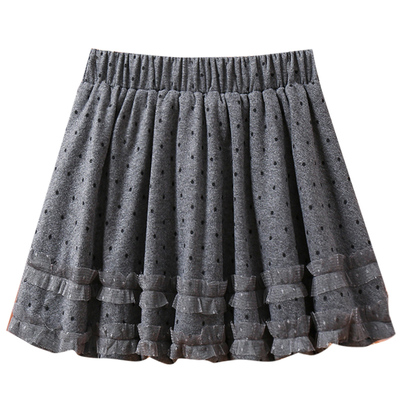 高级感！花边波点加厚毛呢短裙