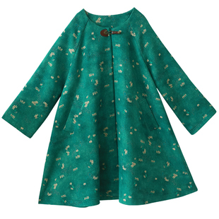 现货【湖蓝荫绿】复古宽松中长款外套女2025年冬季高级感保暖风衣