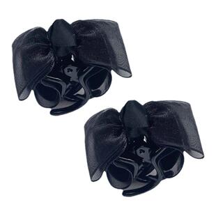 罗纹雪纱蝴蝶结抓夹 迷你抓夹盘发发抓整理碎发鲨鱼夹 脑后半抓发