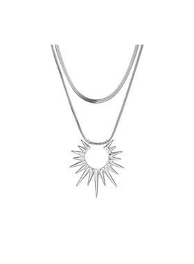 简约小众太阳花吊坠项链男女叠戴
