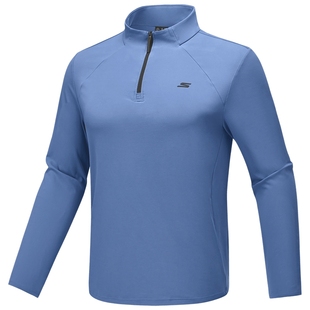 梁朝伟同款|斯凯奇春季时尚男加绒立领半拉链长袖T恤休闲运动衫