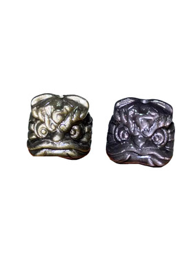 天然黑曜石醒狮头配件小串饰品