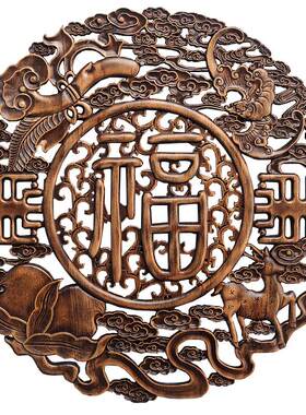 东阳木雕挂件香樟木头雕刻画工艺品中式客厅艺术福字卧室内装饰品