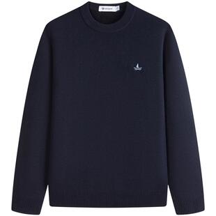 Navigare意大利小帆船老钱风加绒针织衫男冬季新款圆领套头毛衣