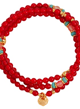 古婷红色玛瑙祥云锁手串高级感