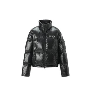 【波兰进口鹅绒】比音勒芬2025冬季新款女短款高领亮面面包羽绒服