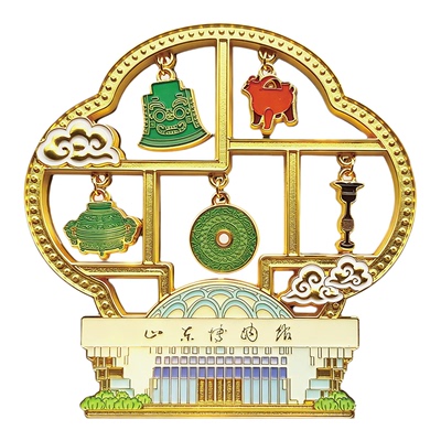 山东博物馆文创鎏金吊坠冰箱贴
