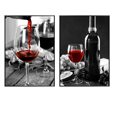 轻奢风红酒杯厨房墙面壁画装饰画