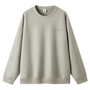 商场同款|森马卫衣男冬花纱仿呢料2025新款国风绣花休闲圆领上衣