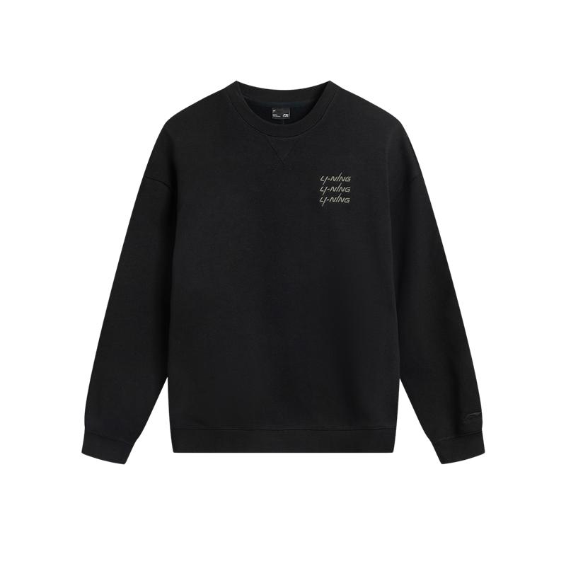 李宁加绒卫衣男款冬季2025新款情侣加厚圆领无帽保暖上衣女运动服