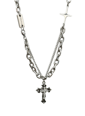 Komeiku三层十字架重工项链