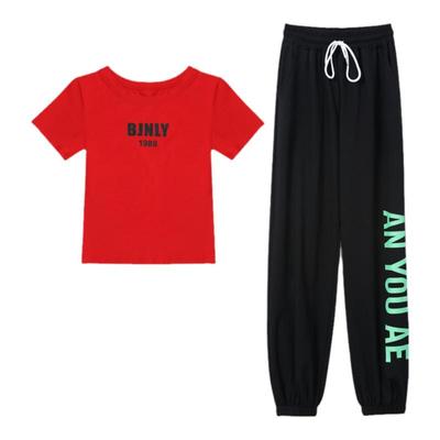 杨丽萍广场舞健身运动服装新款夏季网红曳鬼步舞纯棉跳舞服套装女