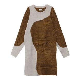 【商场同款】MOVEUP幻走2024秋季新款趣味撞色分割设计针织连衣裙