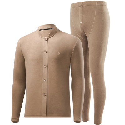 梦特娇羊绒蚕丝男开衫保暖套装