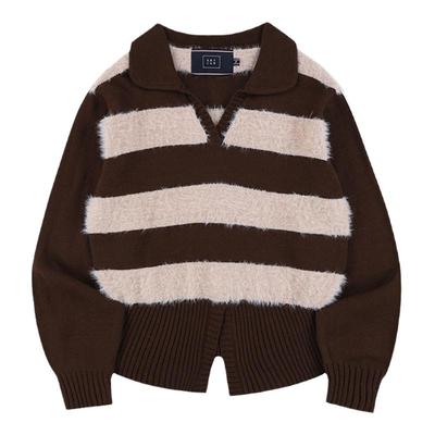 rmtcrw软糯翻领条纹毛衣