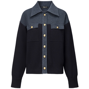 FF仿佛外套女2025秋季新款休闲百搭拼接毛衫上衣外搭