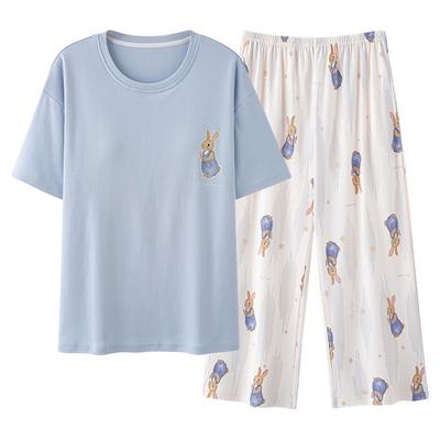 纯棉短袖七分裤高级感家居服套装