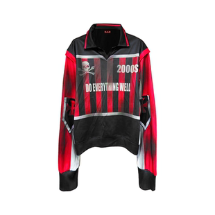 DETW 25AW*原创小众设计感喷脏拼接撞色网眼球服长袖打底衫男女