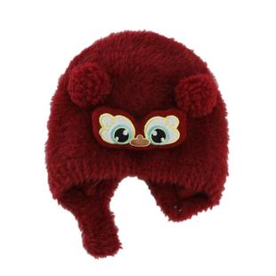 婴儿新年帽子冬季超萌加厚小月龄护耳帽男童女宝宝红色保暖包头帽