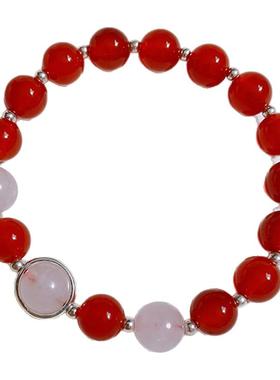 显白女手链天然红玛瑙原创设计