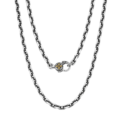 不拘925纯银太角链金刚杵潮男项链藏式复古颈链裸链长项链