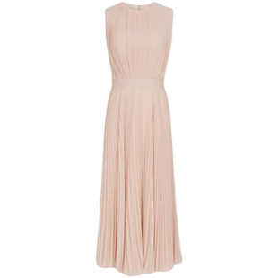 REISS相逢时节袁泉同款连衣裙百褶裙礼服裙中长淡粉无袖优雅轻奢