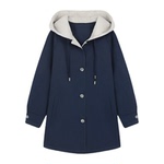 鸭鸭中长款羽绒服女2025新款时尚撞色休闲百搭显瘦连帽风衣外套潮