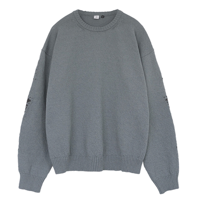 POLYTERU 25秋冬新款袖子提花毛衣日系套头宽松针织卫衣韩国代购