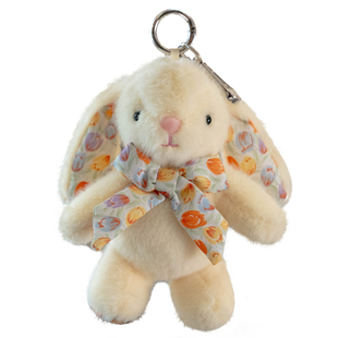 可爱碎花垂耳兔钥匙扣挂件小兔子公仔玩偶书包背包挂饰包包挂链女