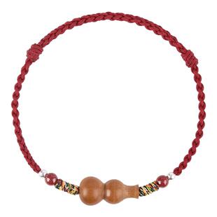 桃木葫芦手链本命年红手绳驱邪小红绳木质平安脚链女2026编织手串