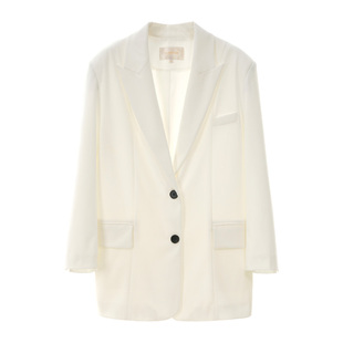 SOMSOM/索玛长袖西装外套女秋季中长款休闲两粒扣减龄西服上衣服