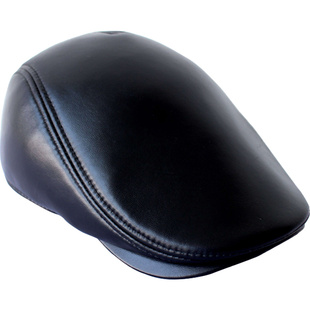 男士皮帽冬季真皮护耳中老年老人爸爸男式高端帽子前进鸭舌帽新款