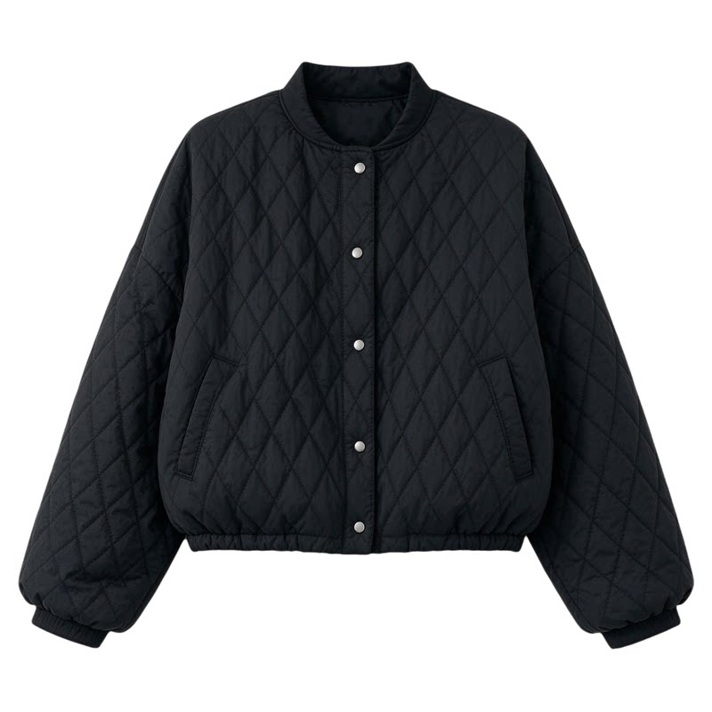 复古压格加棉短外套女欧洲站棉服