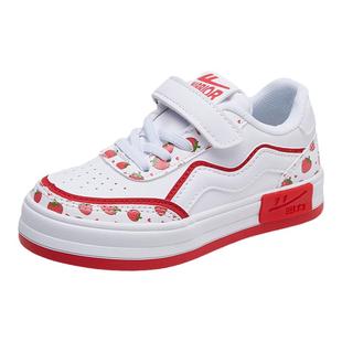 回力女童小白鞋2026春秋新款学生白色运动鞋皮面防水低帮儿童板鞋